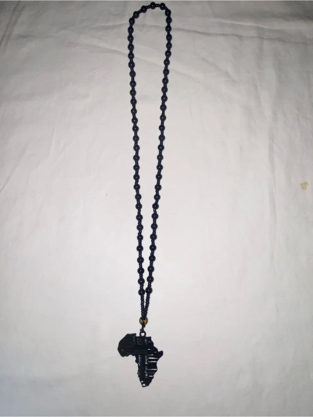Black Beaded Necklace with Africa Pendant